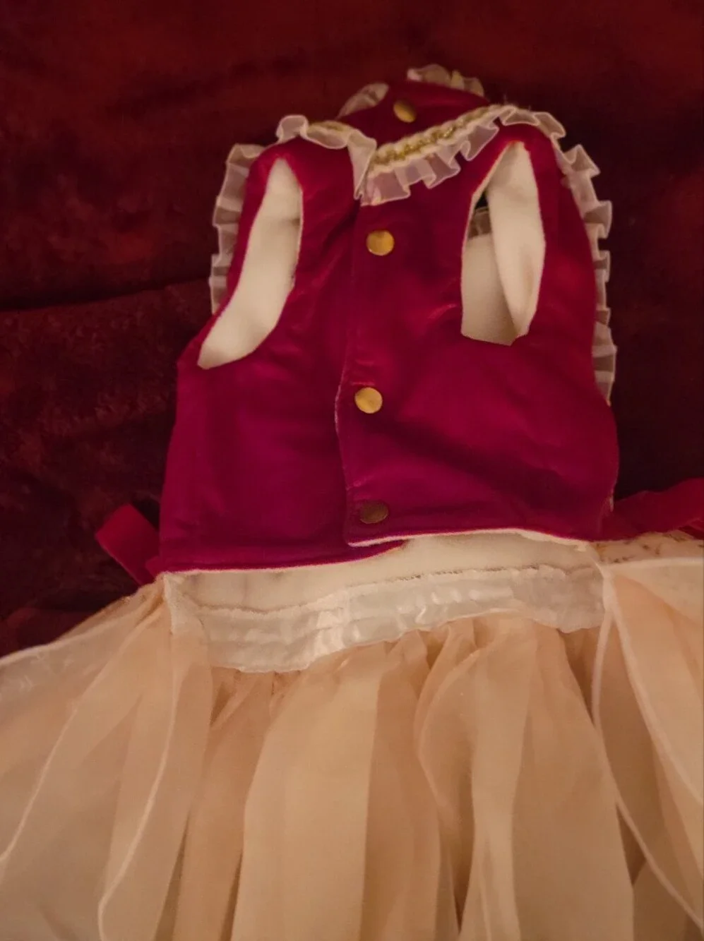Burgundy and Gold Holiday Princess Costume Dress